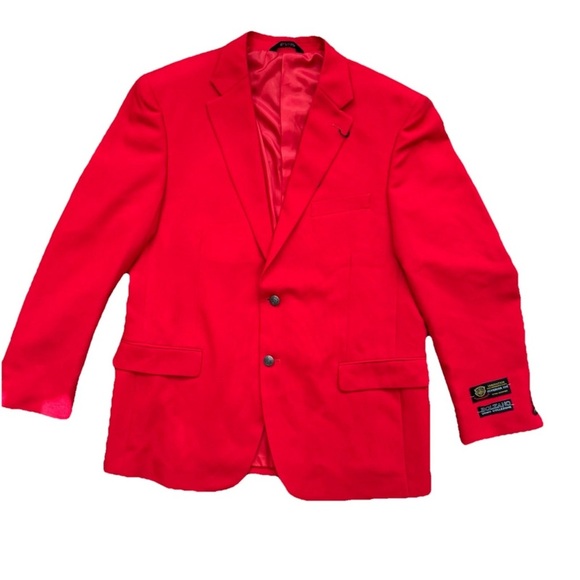 Bolzano Uomo Charles Red Blazer Jacket 44R Superior Polyester Sport Coat Xmas - Picture 3 of 12